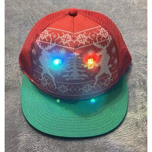 Christmas Reinbeer Reindeers Trucker Baseball Party Hat Cap With Lights